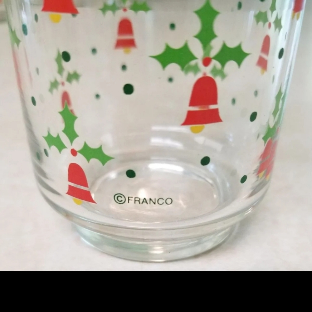 Vtg 70's Set 6 Franco Christmas Bell 12oz Tumblers Excellent Preowned Condition - Picture 4 of 11